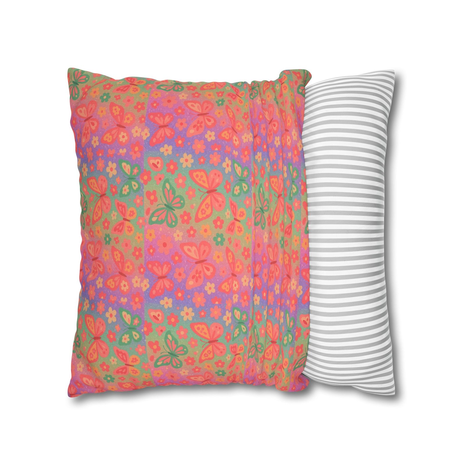 Watercolor Floral Pattern Spun Polyester Pillowcase | Square Decorative Pillow - Image 16