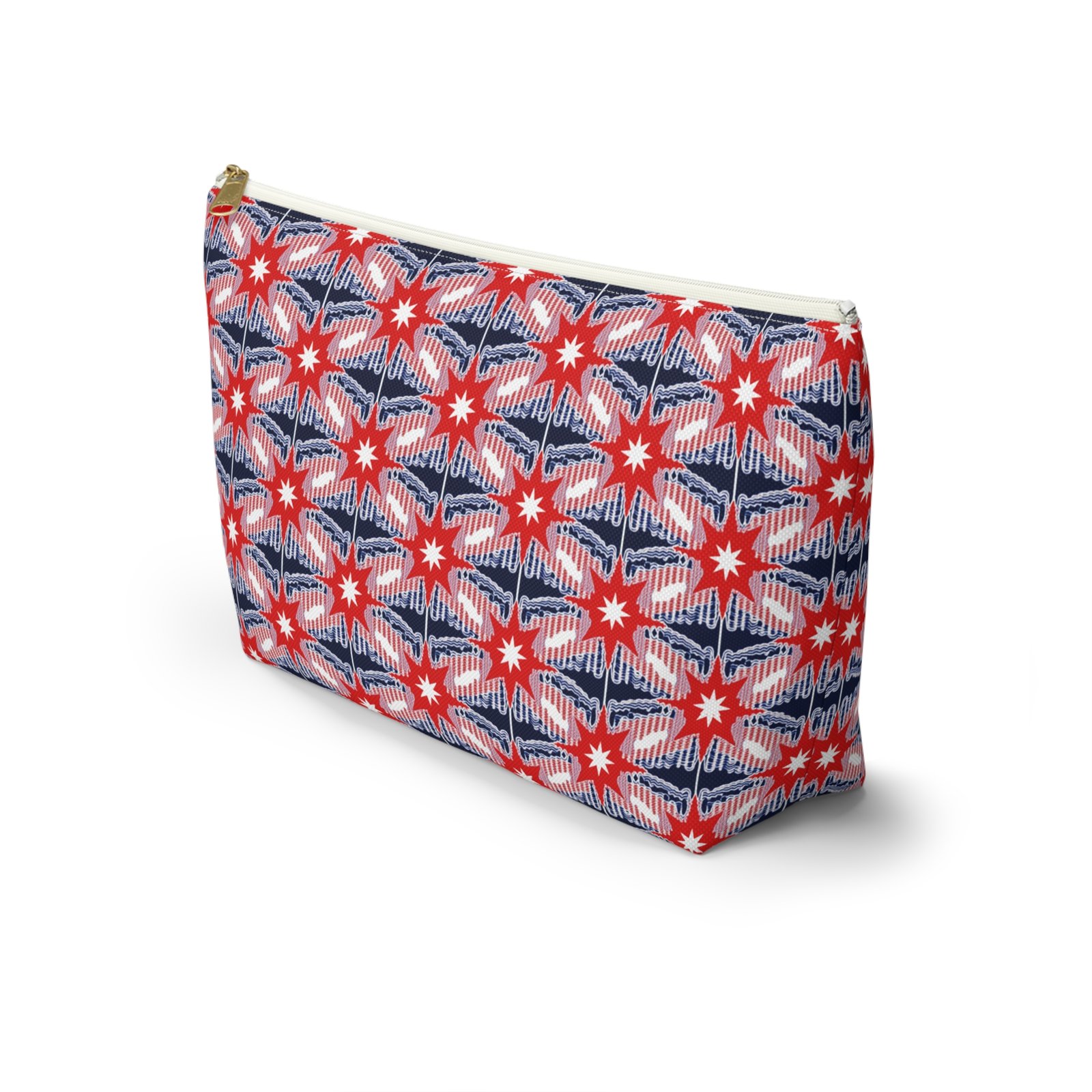 Red Blue Ikat Star Pattern Accessory Pouch - Image 7