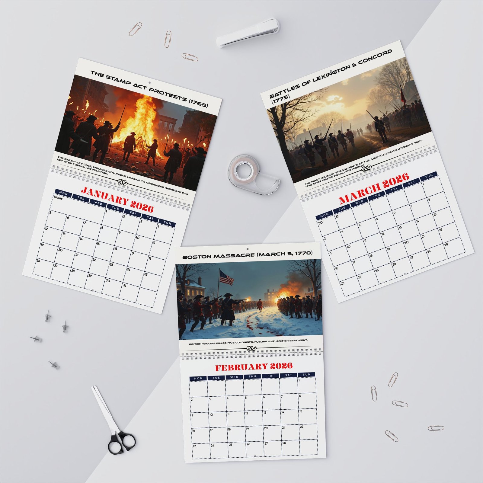 2026 Semiquincentennial Minimalist Calendar, America 250 Wall Calendar, 1776-2026 Patriotic Planner, U.S. 250th Anniversary Gift - Image 4