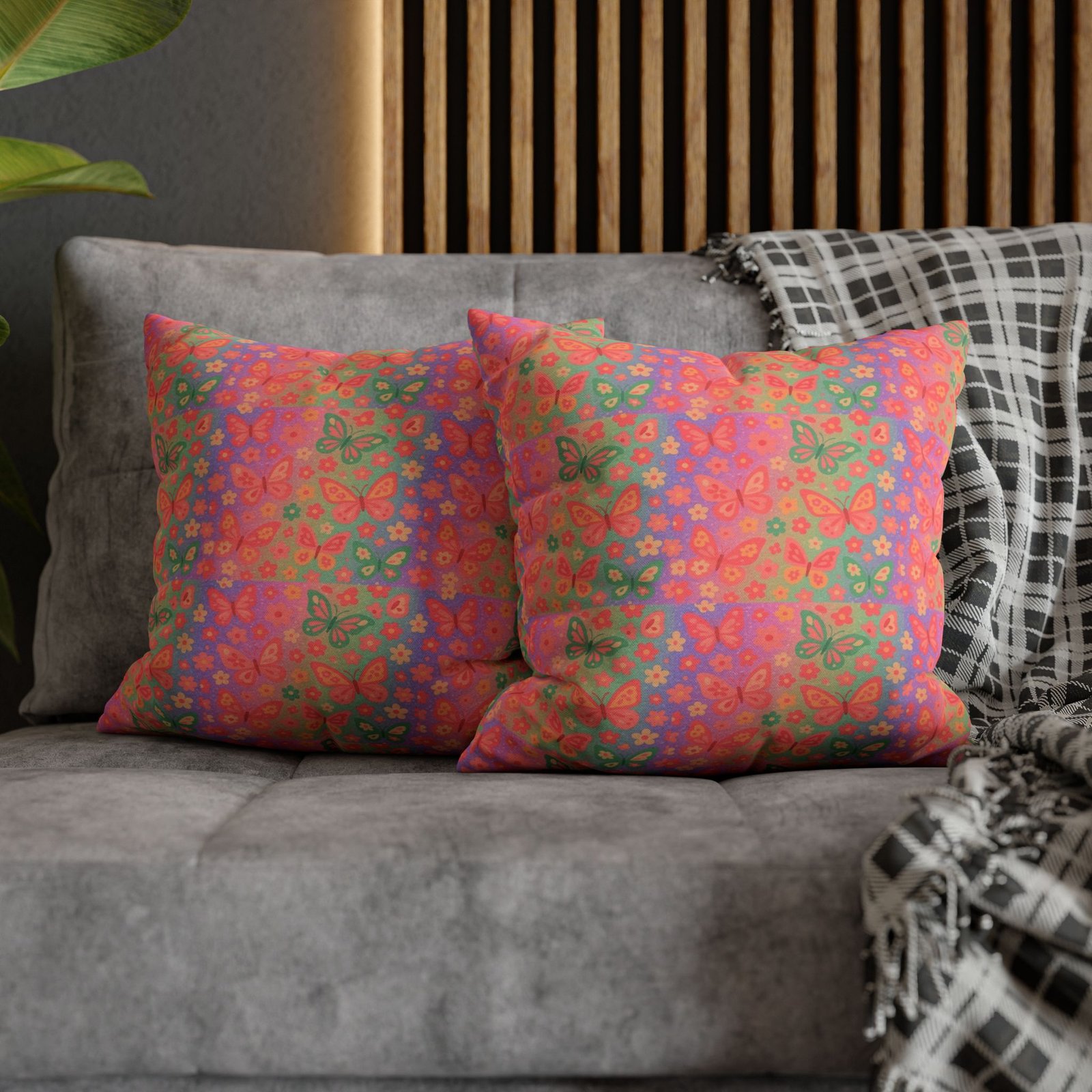 Watercolor Floral Pattern Spun Polyester Pillowcase | Square Decorative Pillow - Image 12