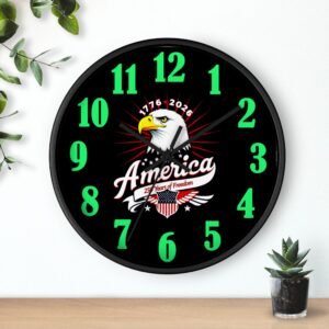 Patriotic Wall Clock, Eagle Home Decor, Independence Day Gift, USA Flag Timepiece, Fourth of July Decor