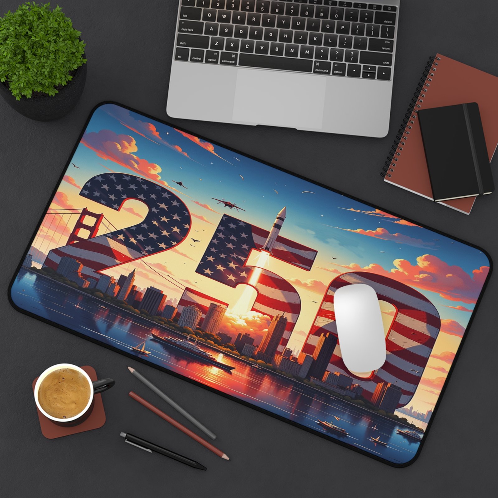 America 250 Skyline Desk Mat, USA Cityscape Mouse Pad, United States Office Decor, American Landmarks Desk Accessory, Patriotic Work From - Image 8