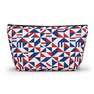 Red White Blue Geometric Pattern Accessory Pouch