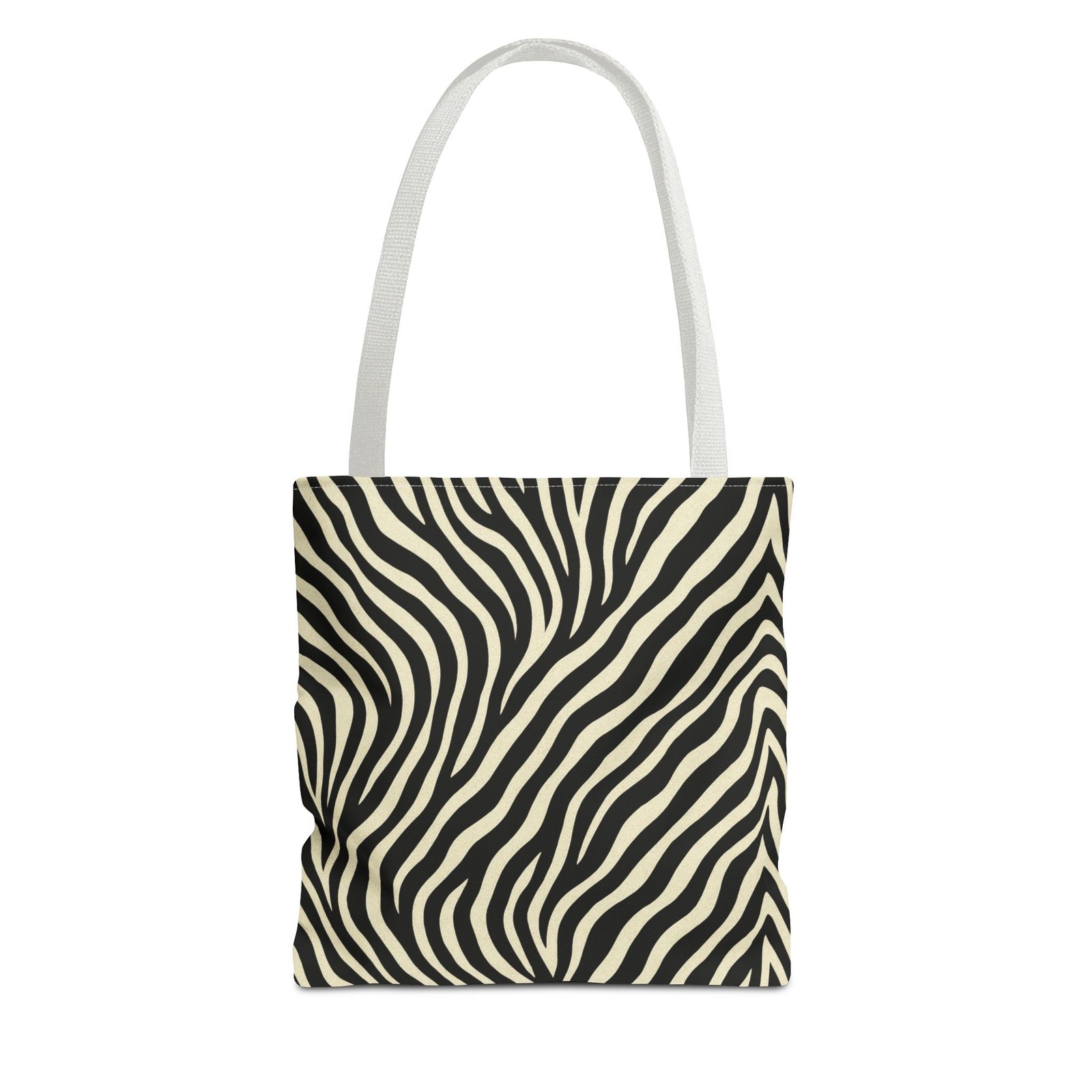 Zebra Stripe Pattern Tote Bag | Animal Print, Black White, All-Over Print - Image 13