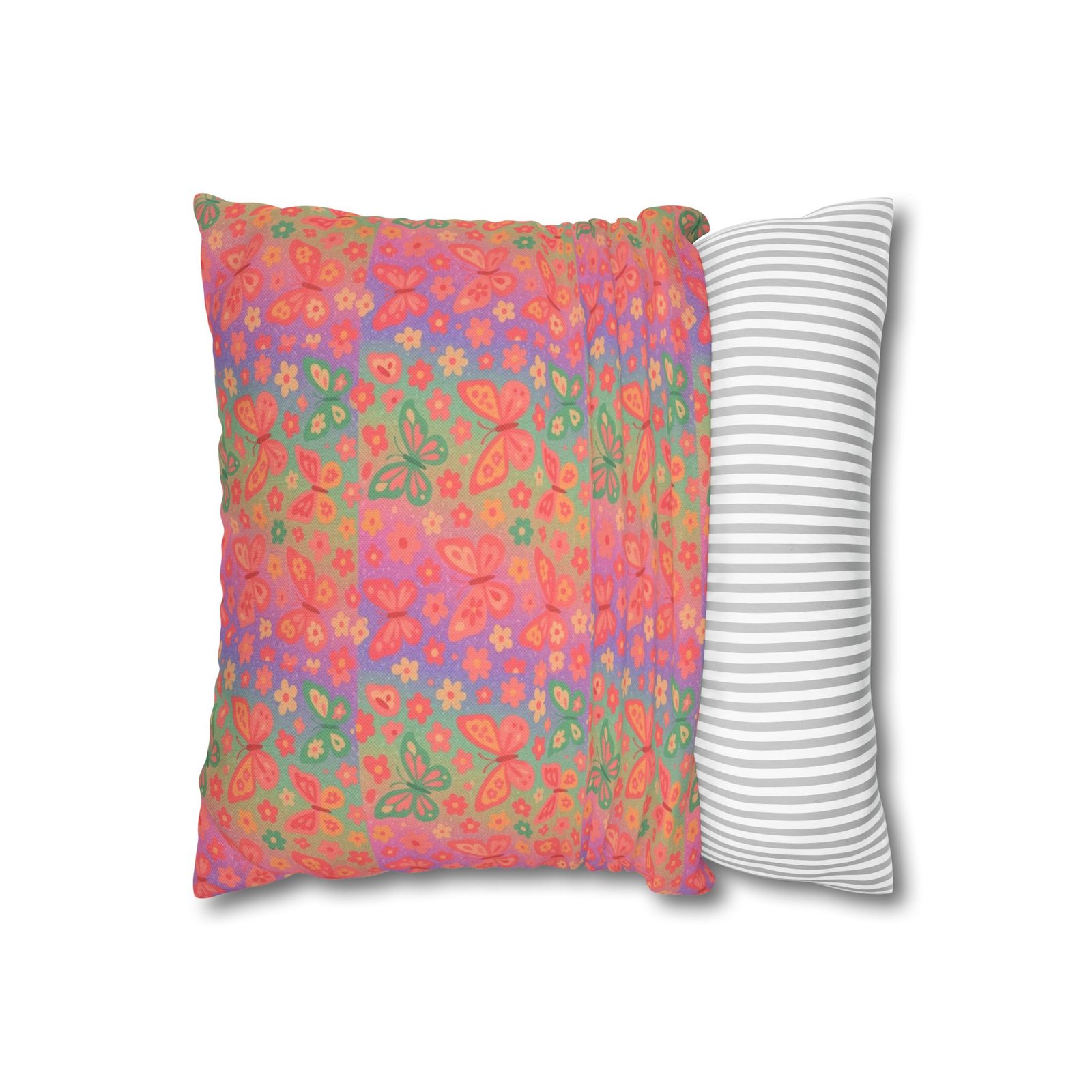 Watercolor Floral Pattern Spun Polyester Pillowcase | Square Decorative Pillow - Image 3