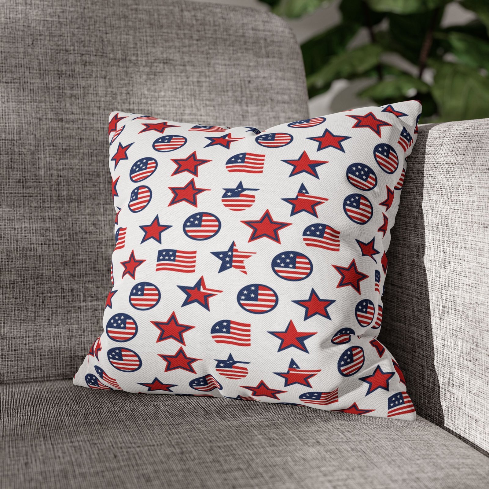 Patriotic Stars and Flags Pillowcase | American Flag Pattern Pillow - Image 6