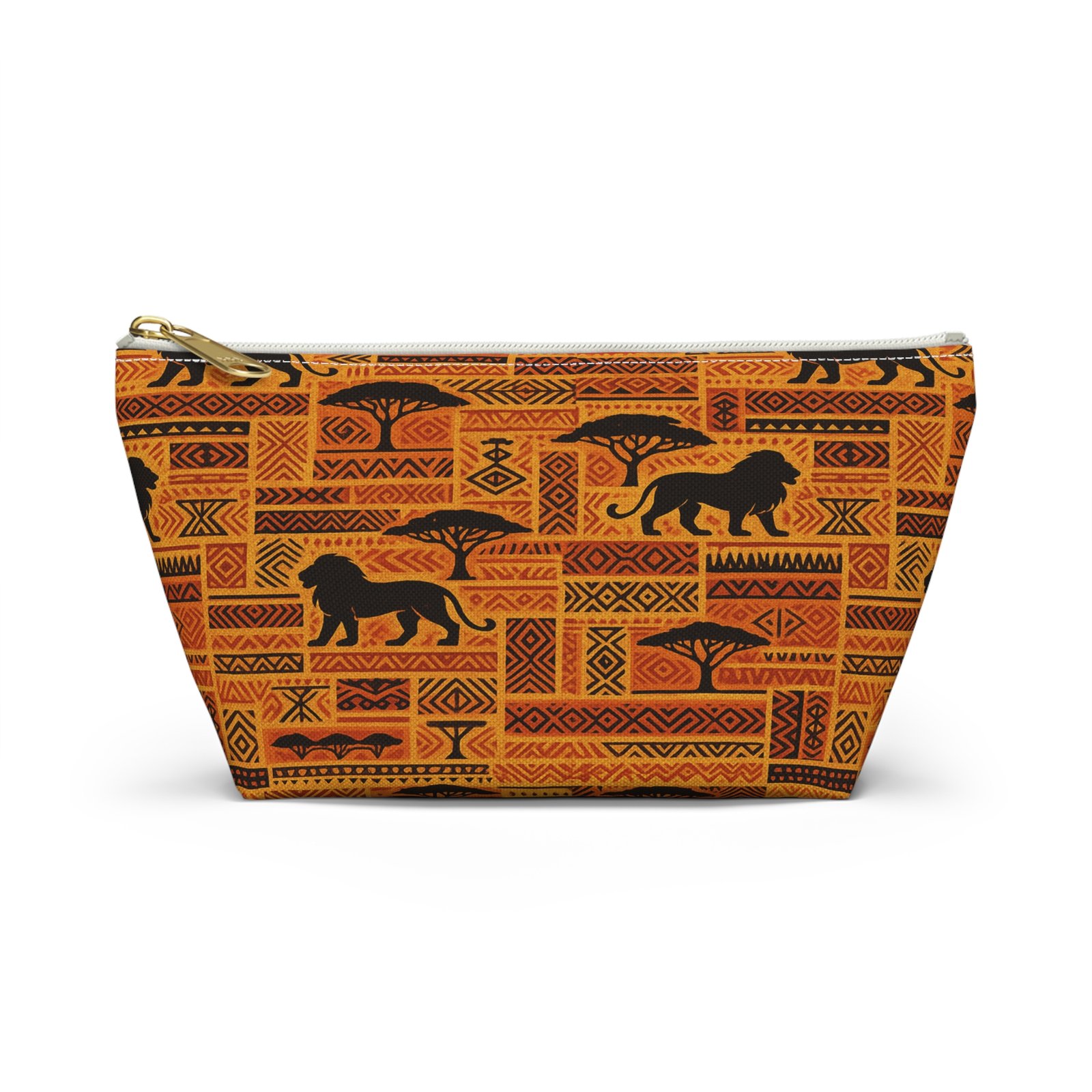 African Safari Lion Pattern Accessory Pouch | T-Bottom Cosmetic Bag - Image 13