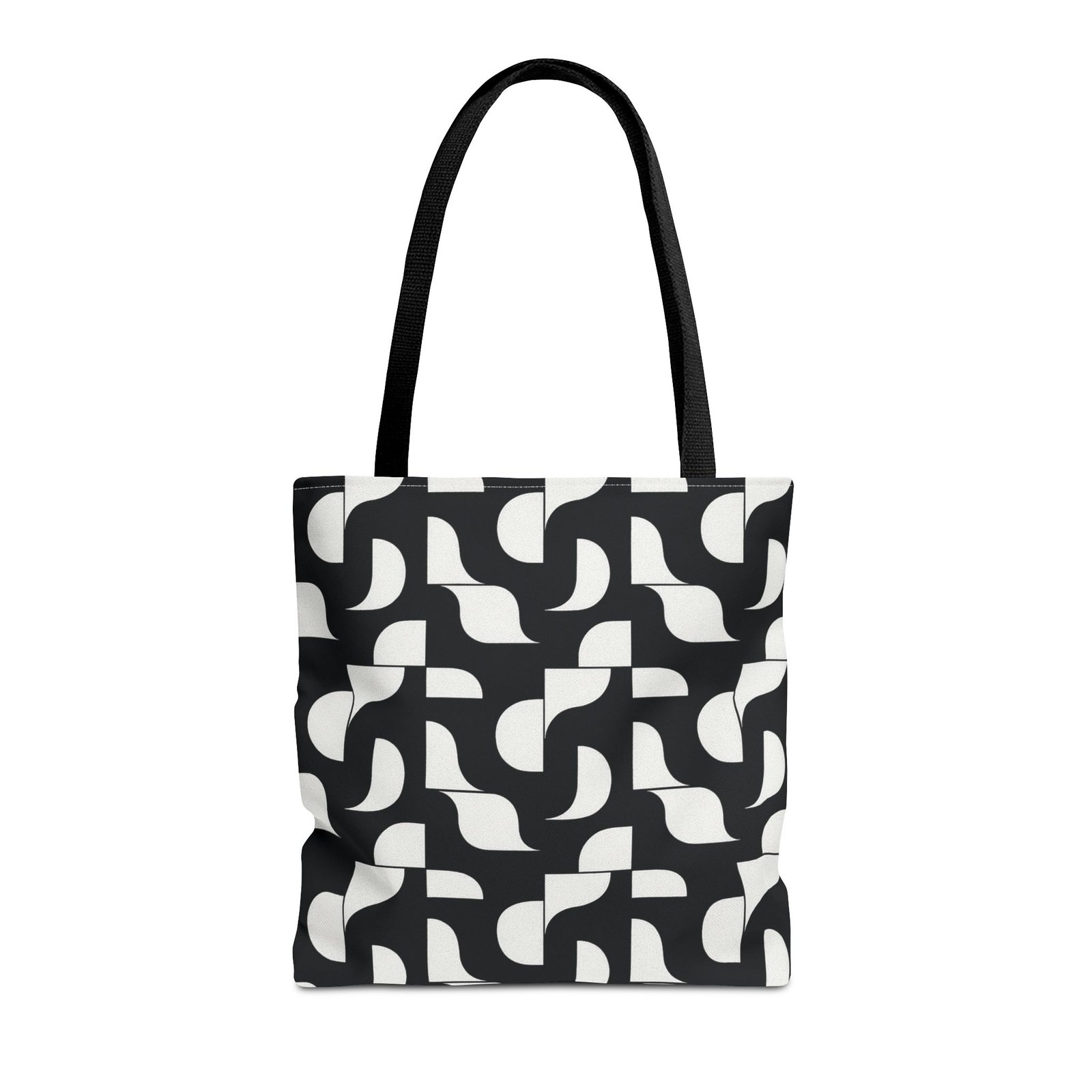 Monochrome Geometric Tote Bag, Black and White Patterned Shopping Bag, Stylish Shoulder Bag, Reusable Grocery Tote, Eco-Friendly Carryall, - Image 5