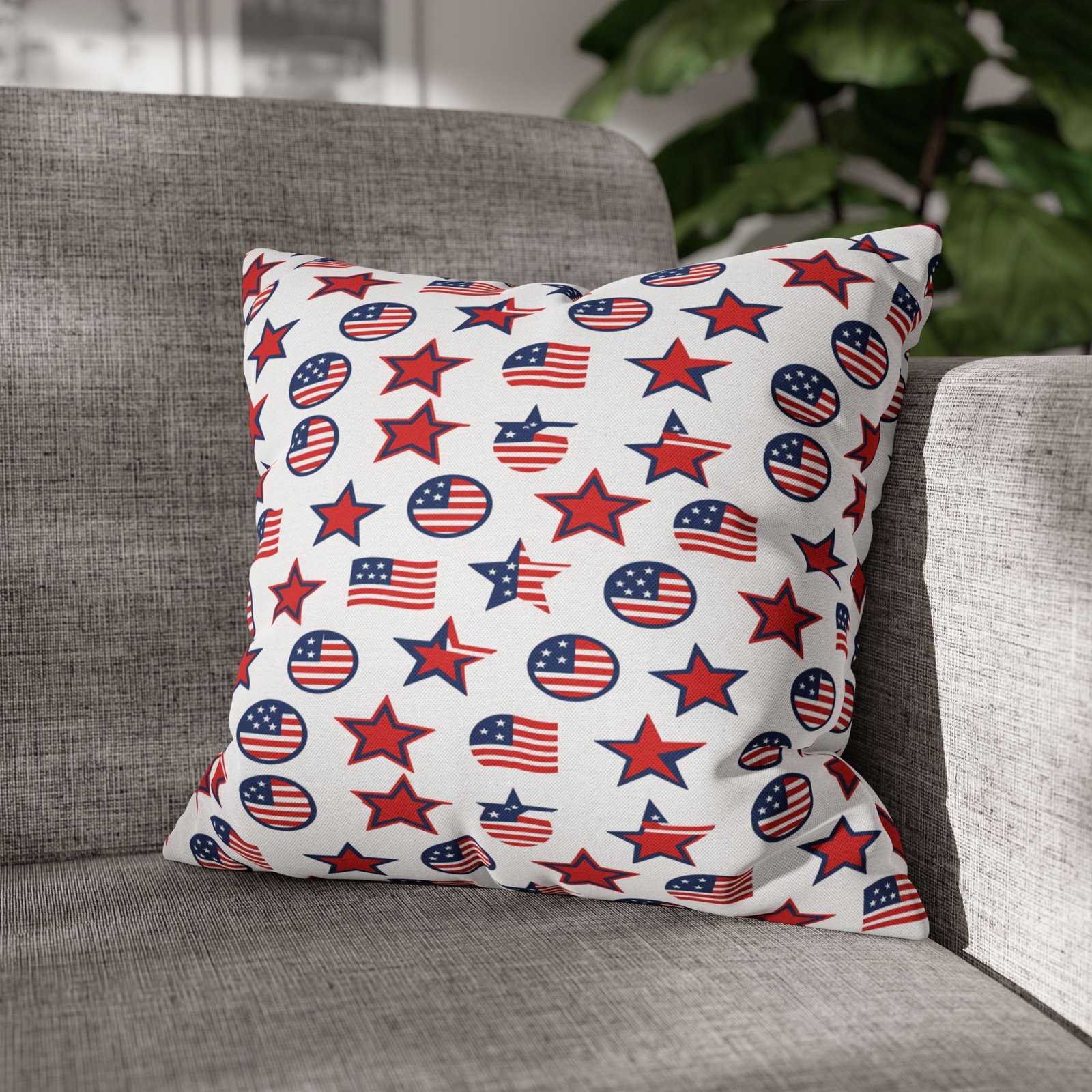 Patriotic Stars and Flags Pillowcase | American Flag Pattern Pillow - Image 11