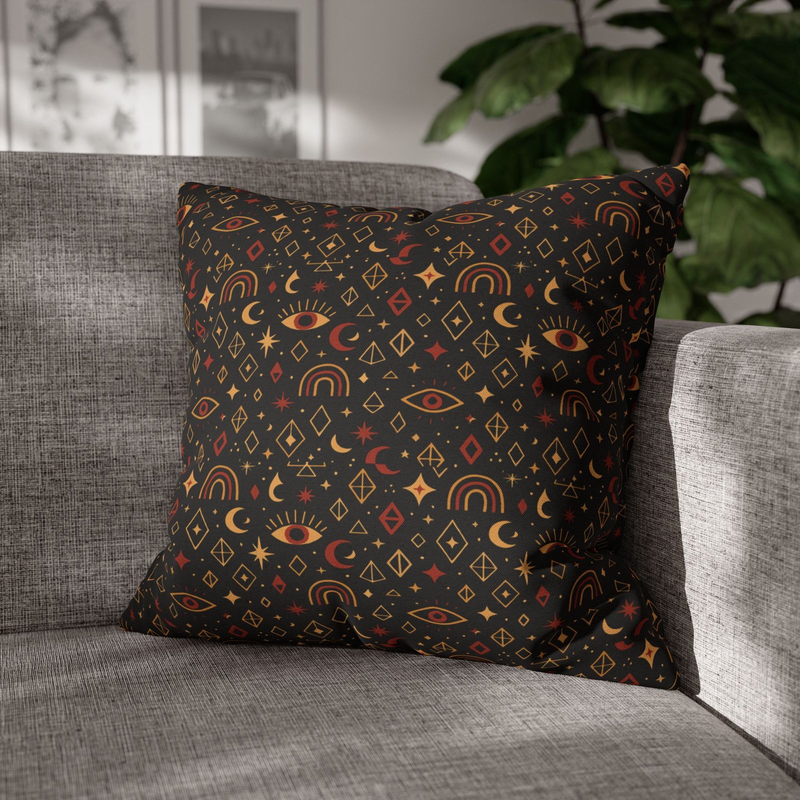 Mystic Eye Pattern Pillowcase | Boho Celestial Motif, Dark Autumn Colors - Image 23