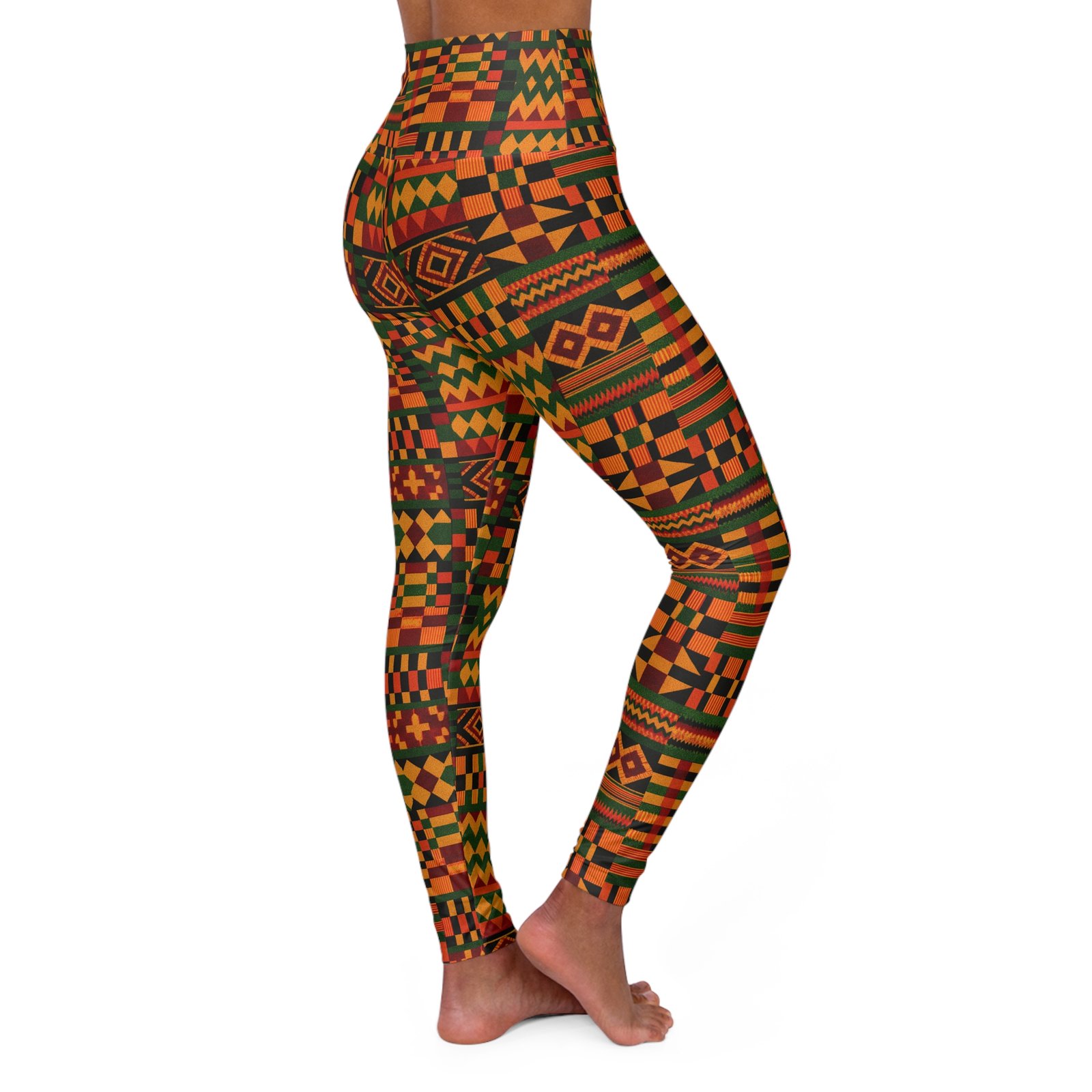 African Kente Pattern Leggings High Waisted Yoga Leggings - Image 4