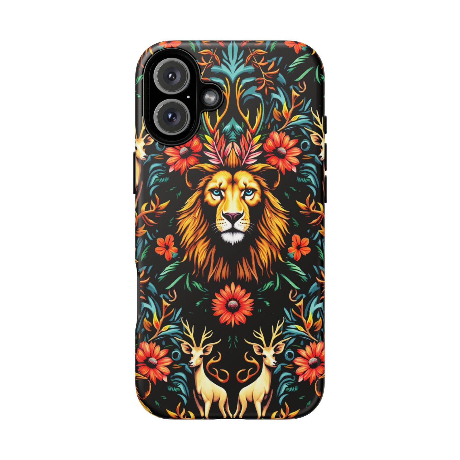 iPhone16 Vibrant Lion Phone Case, Tough Cases, Floral Design, Bohemian Style, Gift for Animal Lovers, Unique Phone Accessories - Image 13