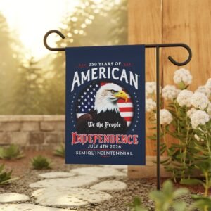 Flag Banner, Patriotic Garden & House Decoration, 250 Years of America Semiquincentennial Old Glory Blue Background, Outdoor Yard Sign, USA