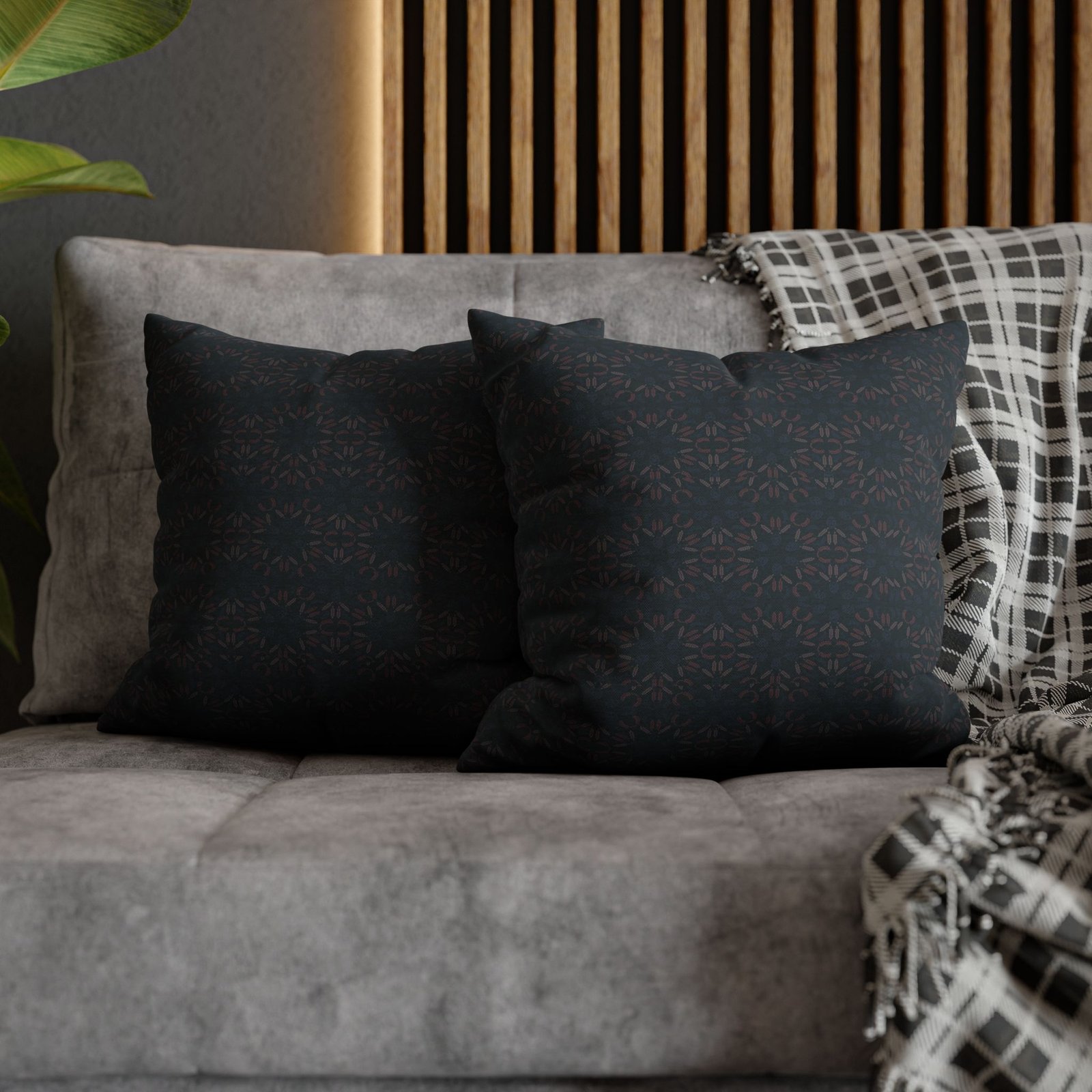 Dark Geometric Mosaic Pillowcase | Spun Polyester Square Pillowcase - Image 12