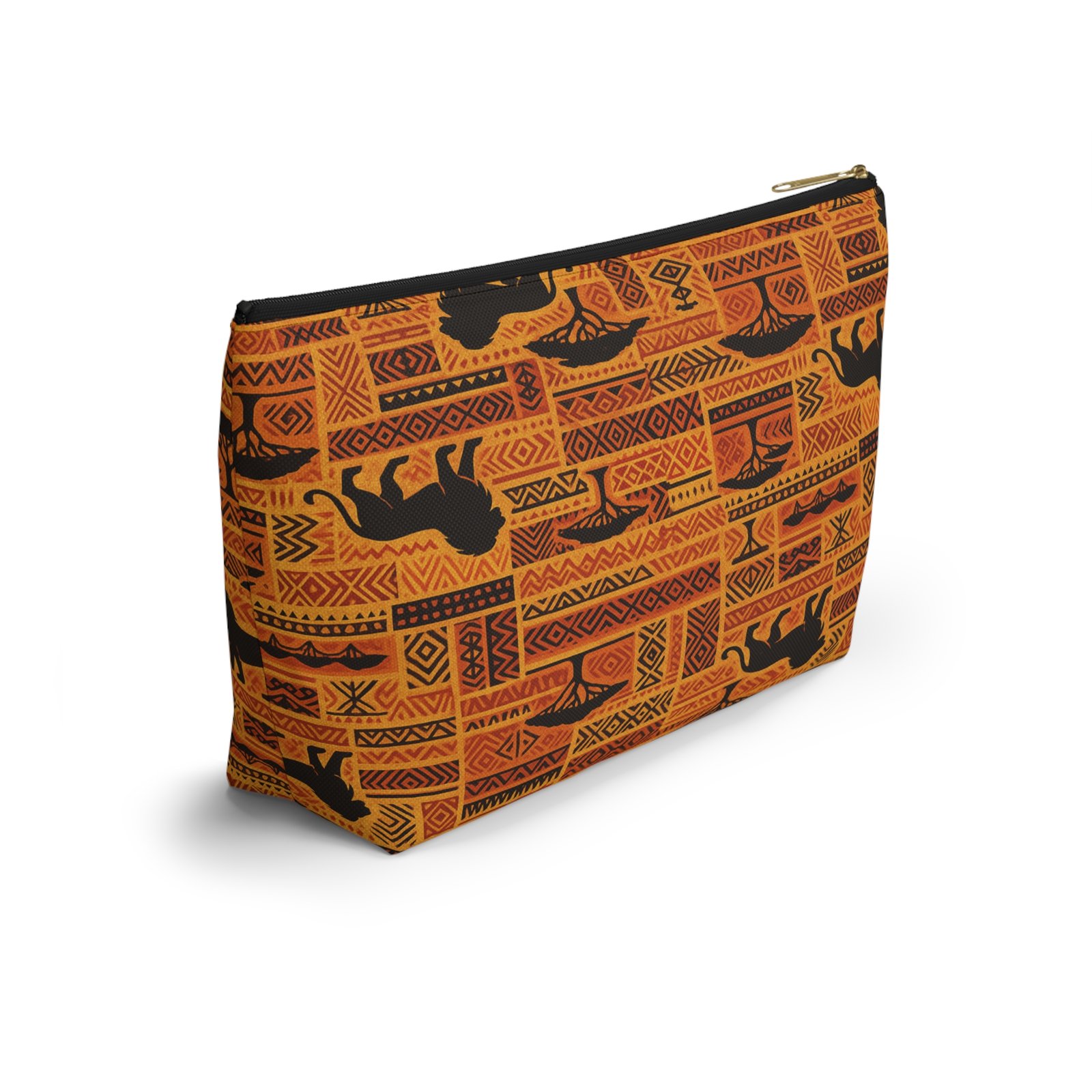 African Safari Lion Pattern Accessory Pouch | T-Bottom Cosmetic Bag - Image 4