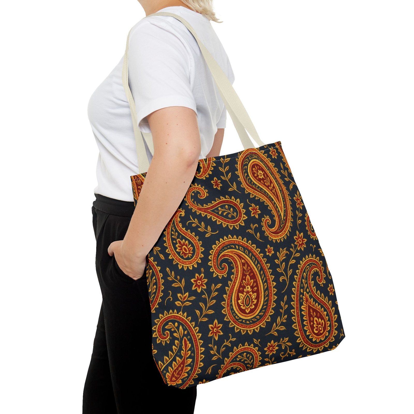 Autumn Paisley Pattern Tote Bag | All-Over Print - Image 24