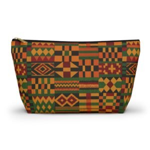 Kente Pattern Accessory Pouch | T-Bottom Makeup Bag, African Print