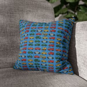 Retro Toy Car Pattern Pillowcase | Colorful Kids Room Throw Pillow