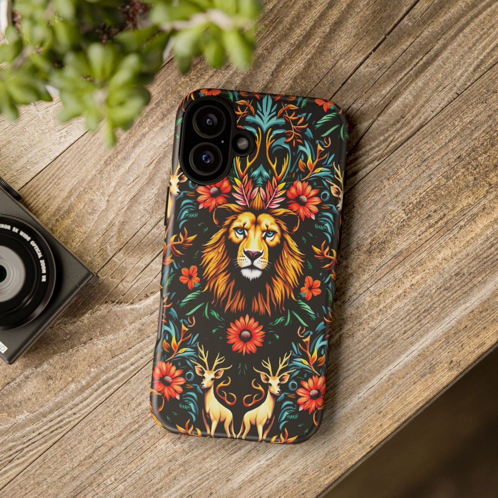 iPhone16 Vibrant Lion Phone Case, Tough Cases, Floral Design, Bohemian Style, Gift for Animal Lovers, Unique Phone Accessories - Image 16
