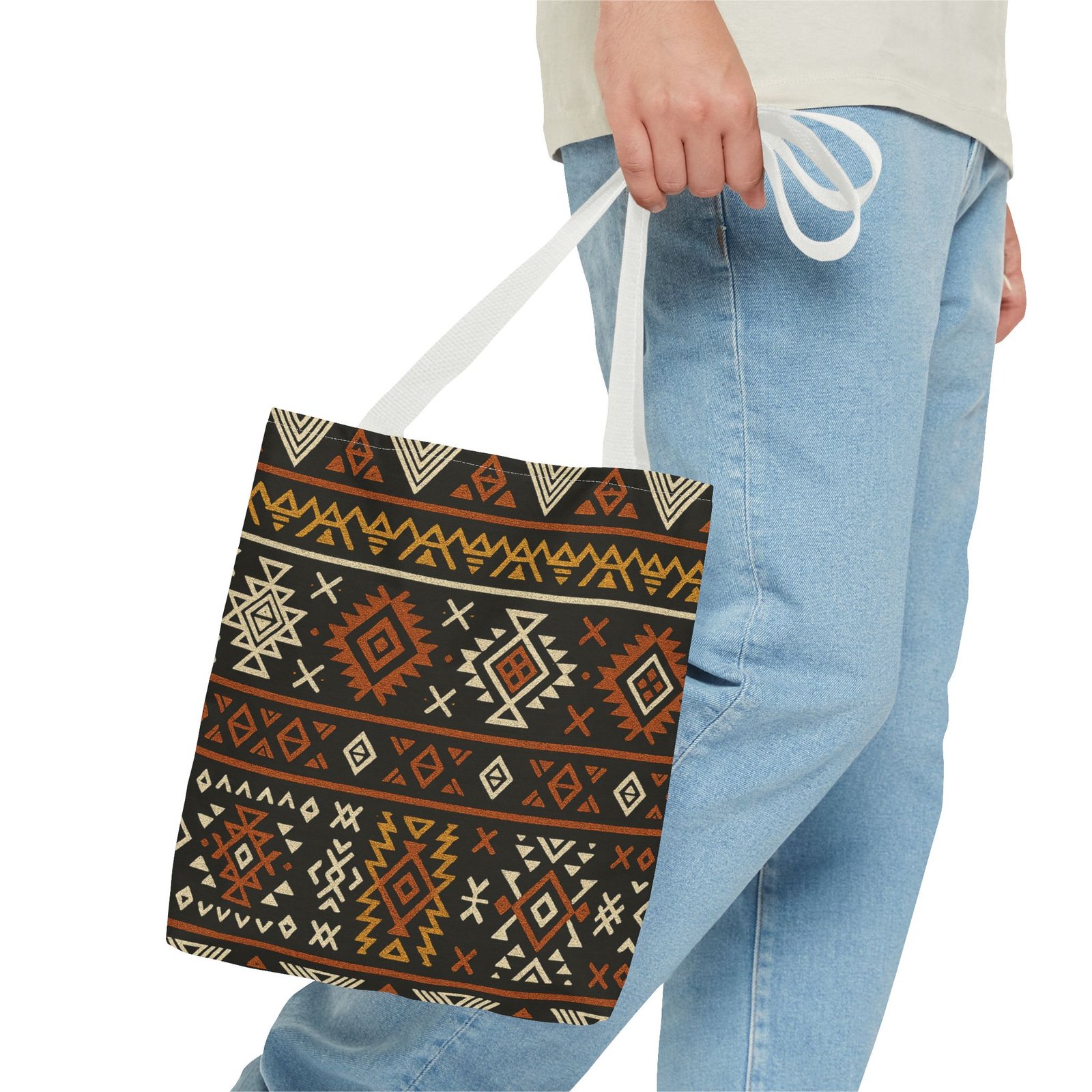 Southwestern Aztec Pattern Tote Bag | Tribal Geometric All-Over Print, Boho Chic Shoulder Bag, Ethnic Market Tote, Colorful Handbag, - Image 27