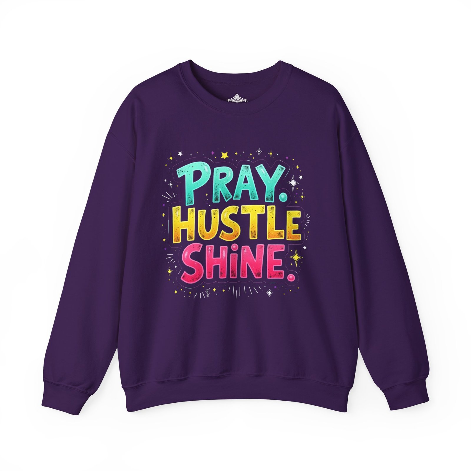 Pray Hustle Shine Crewneck Sweatshirt | Motivational Gift, Cozy Attire, Unisex Sweater, Spiritual Vibes, Everyday Wear - Image 9