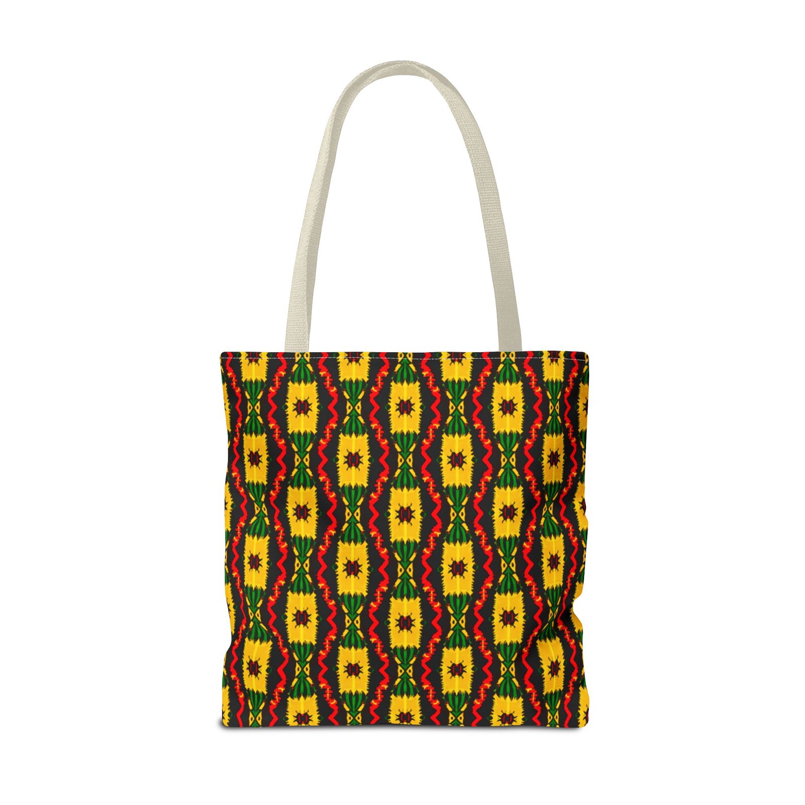 African Geometric Pattern Tote Bag | Yellow Red Green Print - Image 18
