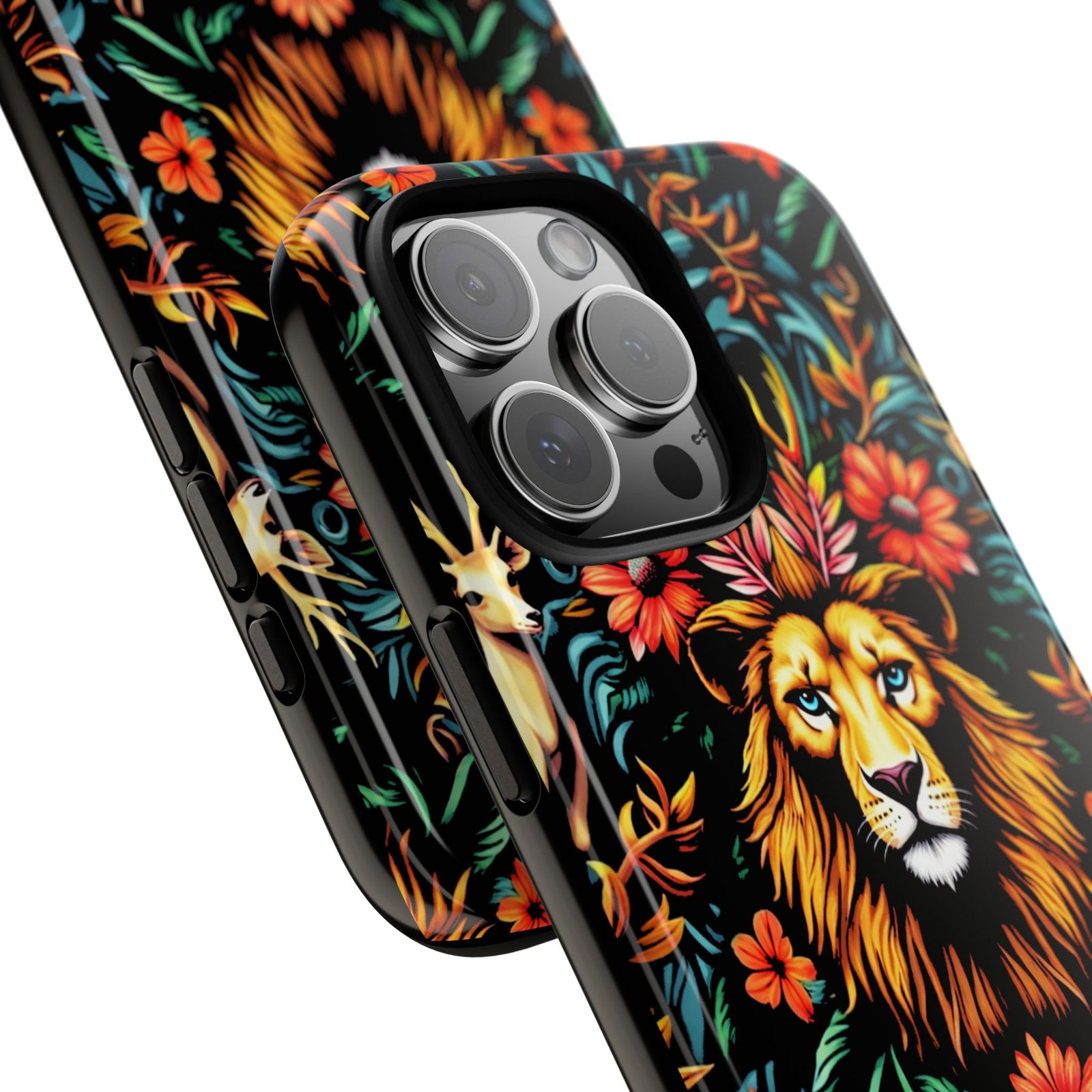 iPhone16 Vibrant Lion Phone Case, Tough Cases, Floral Design, Bohemian Style, Gift for Animal Lovers, Unique Phone Accessories - Image 26