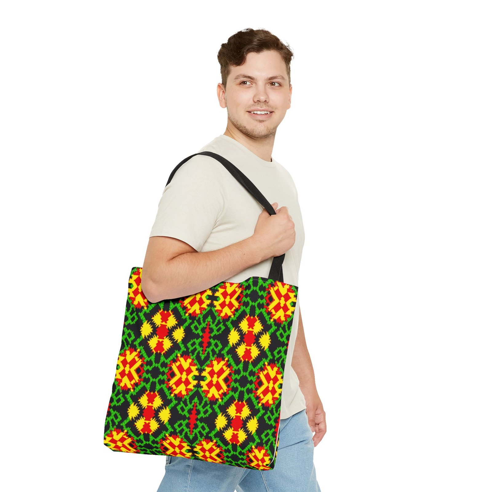 African Print Tote Bag, Ankara Tote, Ethnic Style Handbag, Colorful Market Bag, Tribal Print Shoulder Bag, Beach Tote - Image 11
