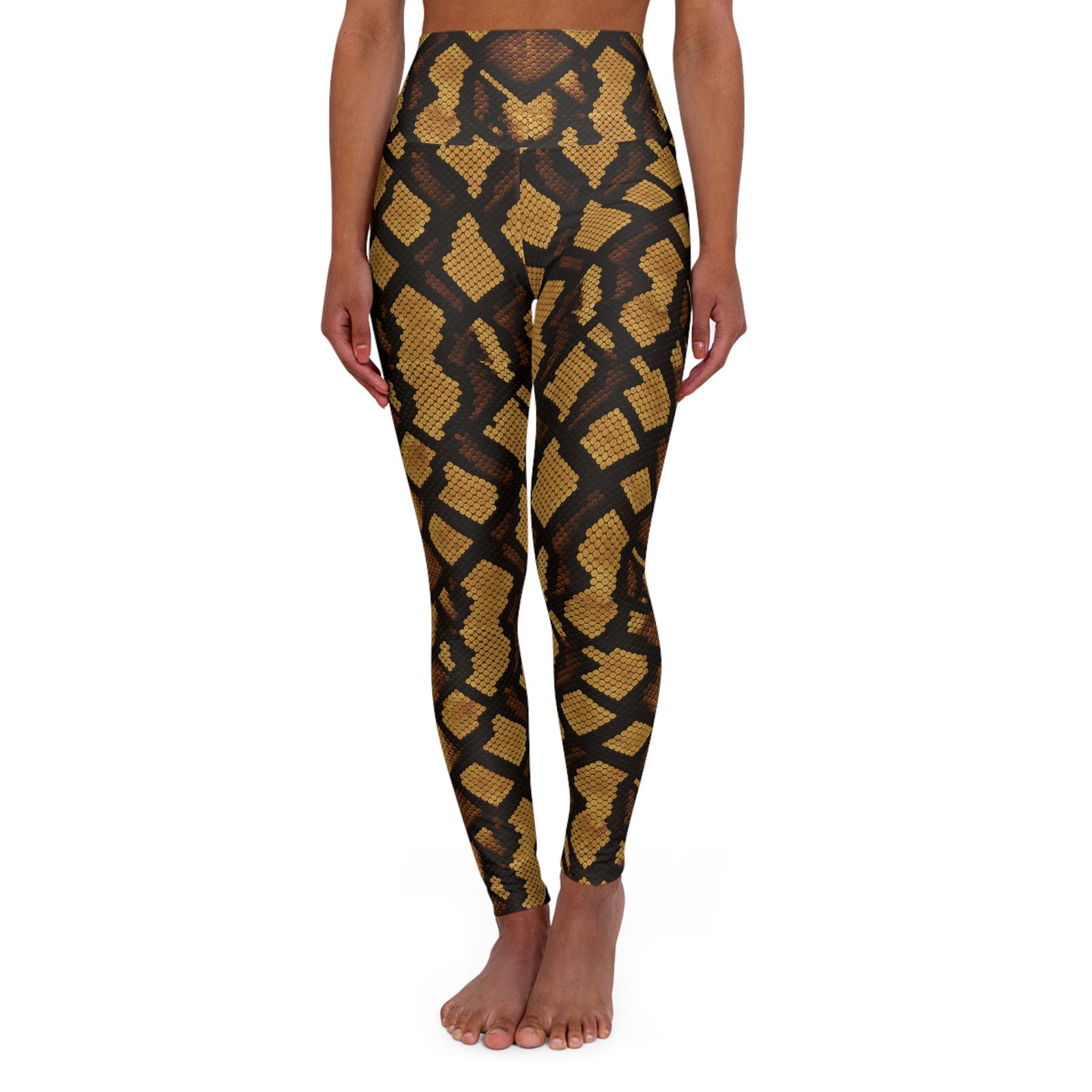 Brown Snake Skin Pattern Leggings | High Waisted Yoga Leggings