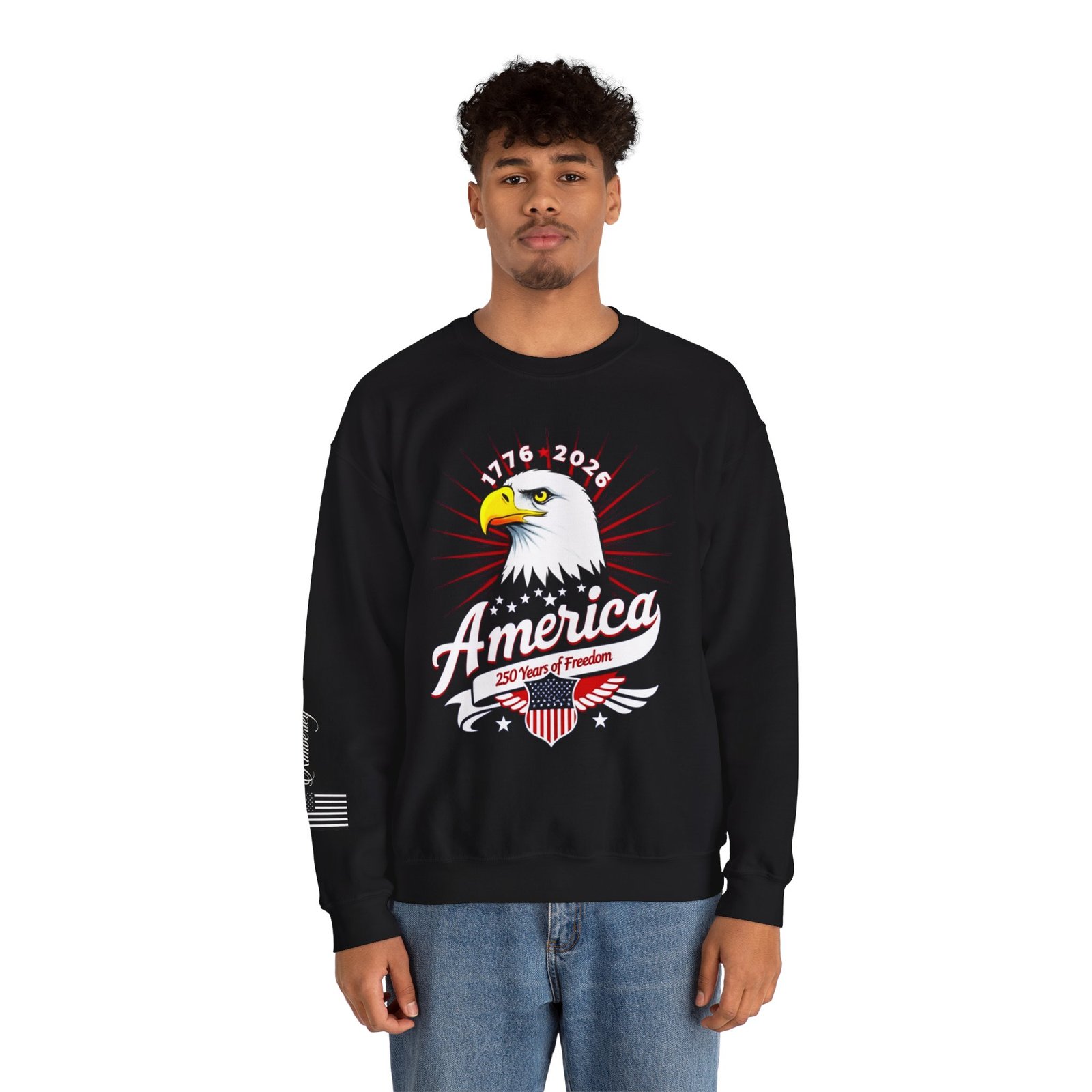 Custom American Eagle Unisex Sweatshirt, 250 Years of Freedom Design, USA Patriotic Apparel, Independence Day Gift, - Image 3