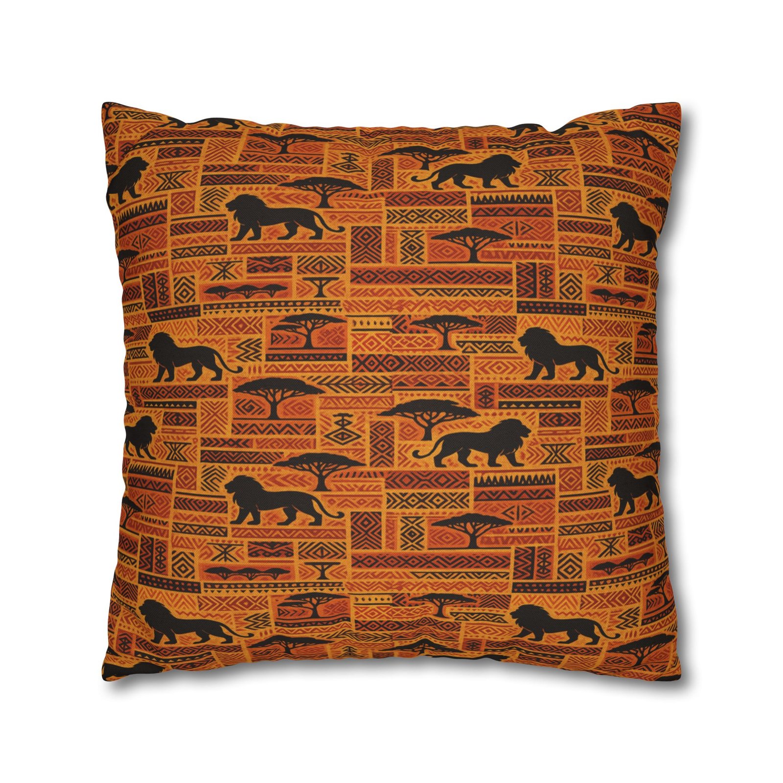 African Safari Pattern Pillowcase | Lion Silhouette Square Pillow - Image 21