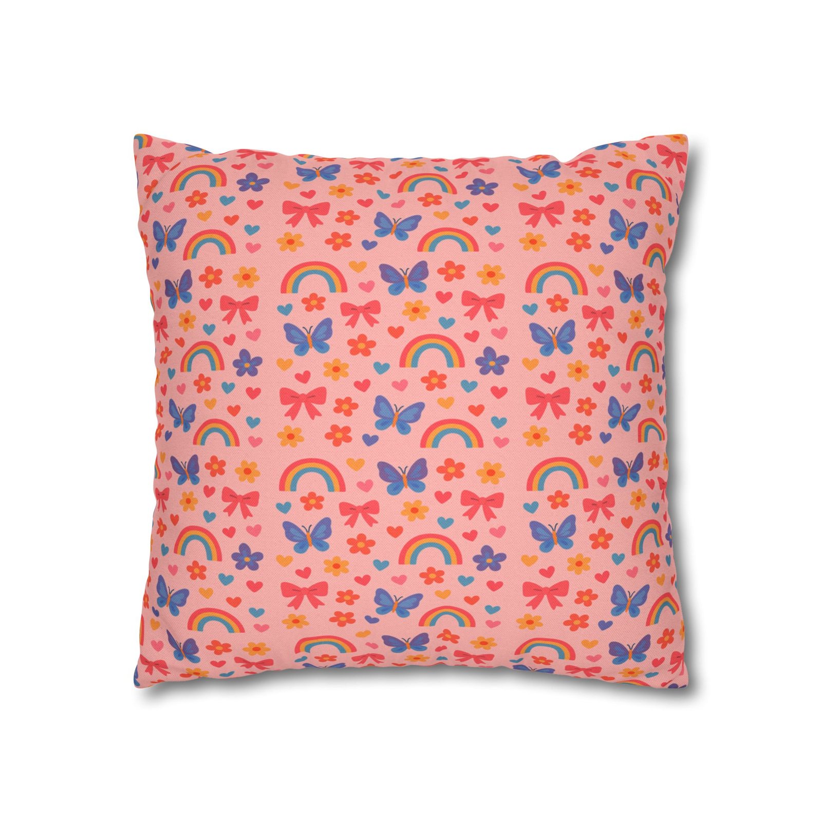 Rainbow Butterflies Pattern Pillowcase | Square Polyester Pillowcase - Image 9