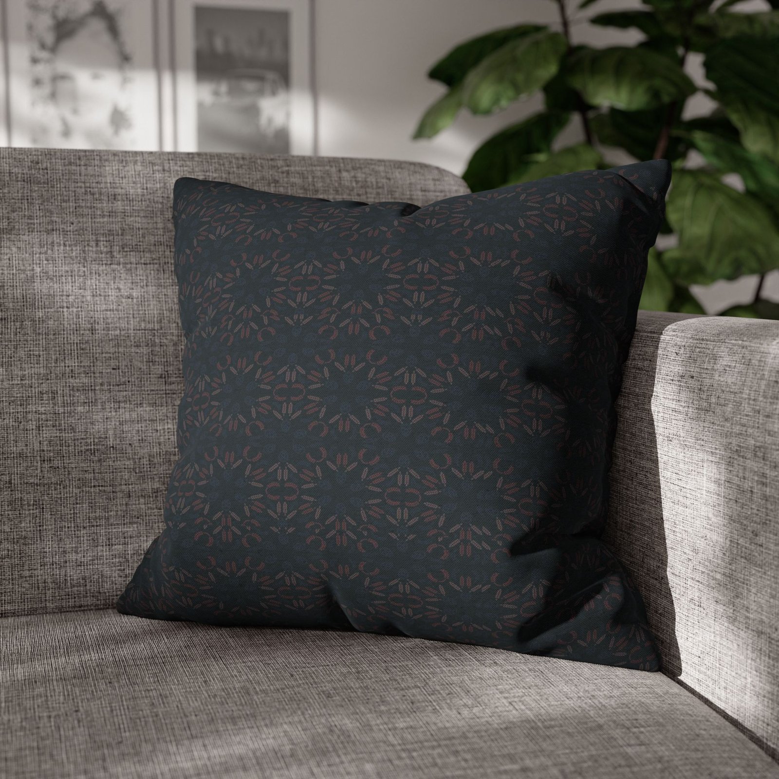 Dark Geometric Mosaic Pillowcase | Spun Polyester Square Pillowcase - Image 23