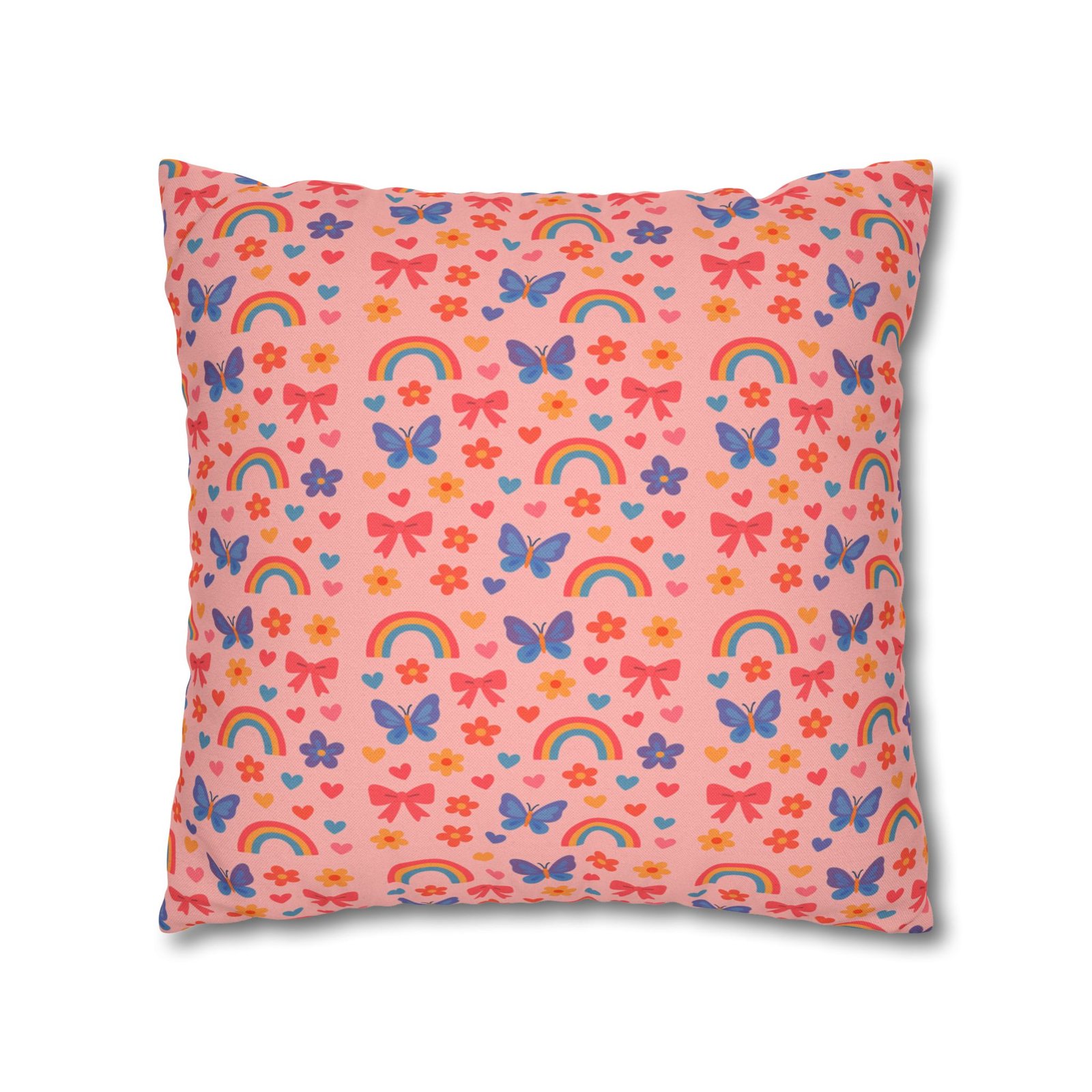 Rainbow Butterflies Pattern Pillowcase | Square Polyester Pillowcase - Image 15