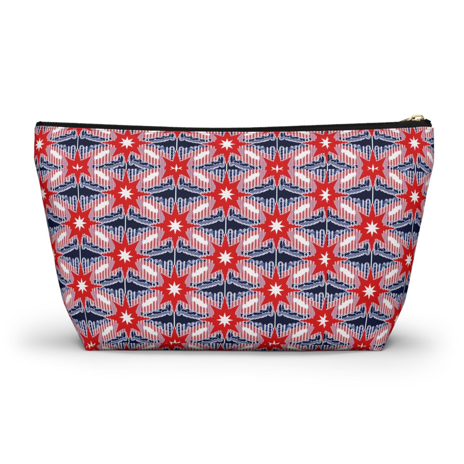 Red Blue Ikat Star Pattern Accessory Pouch - Image 2