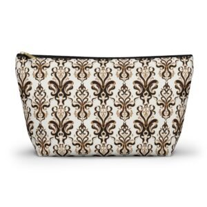Brown Damask Pattern Accessory Pouch