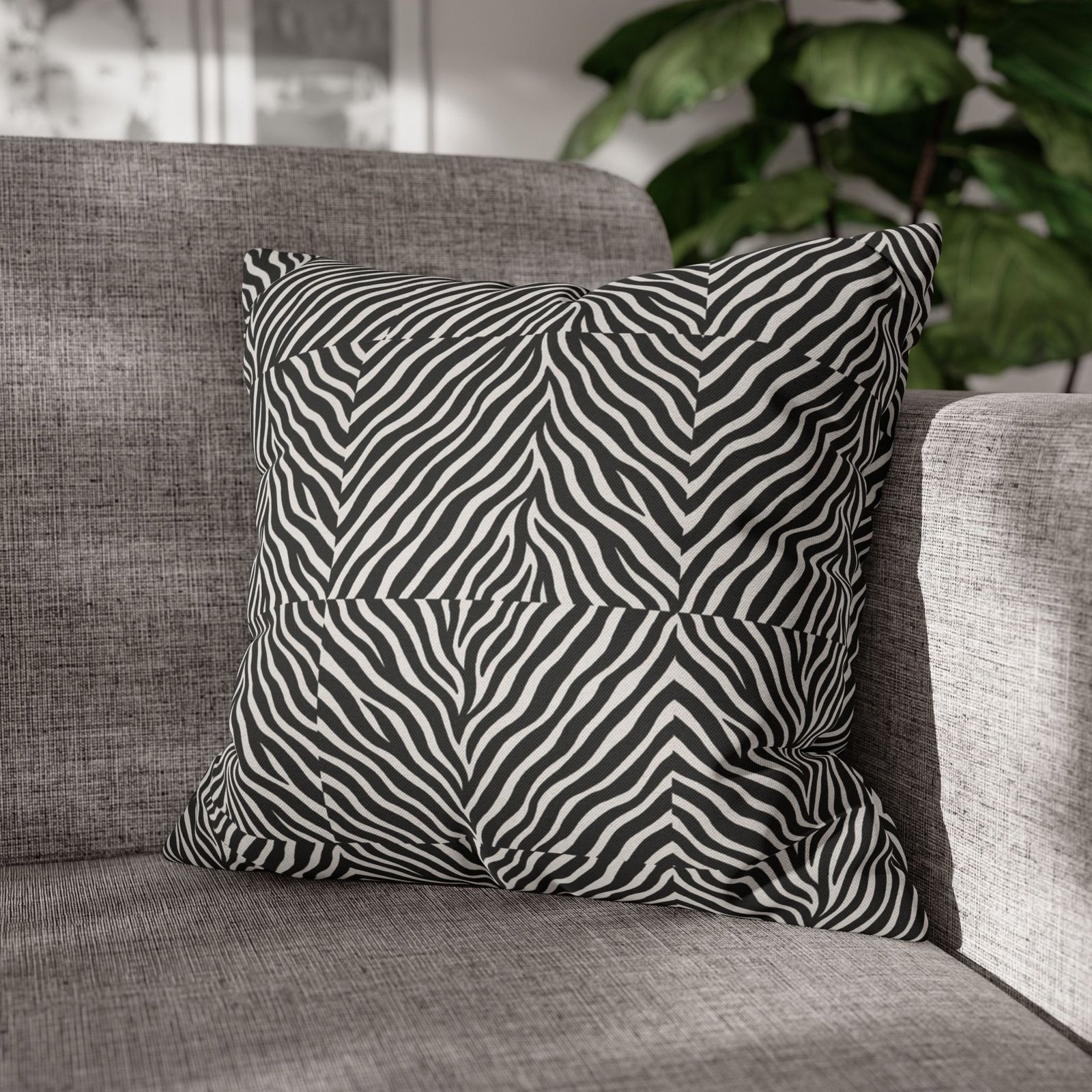 Black White Zebra Stripe Pillowcase | Animal Print Square Pillowcase - Image 17