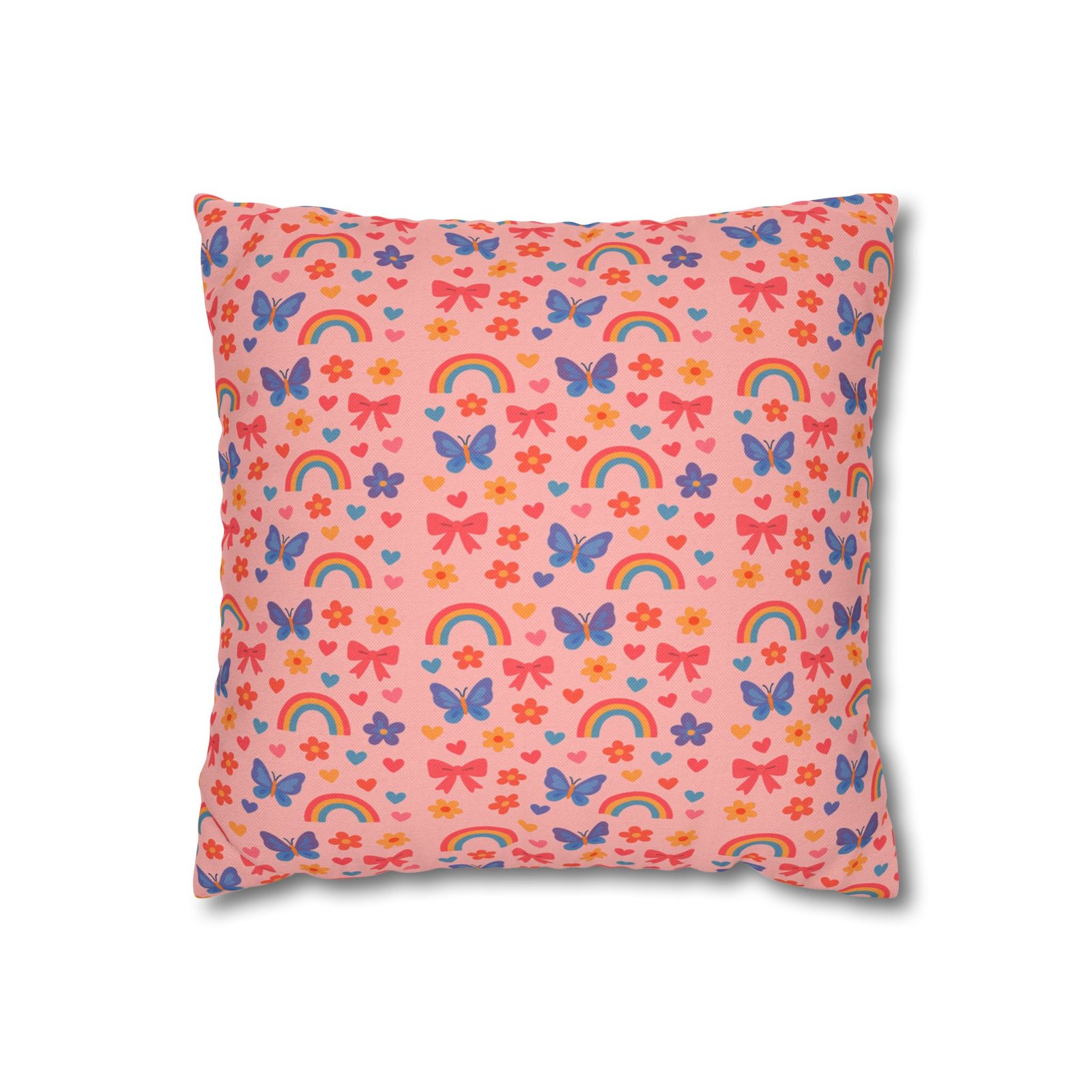Rainbow Butterflies Pattern Pillowcase | Square Polyester Pillowcase - Image 2