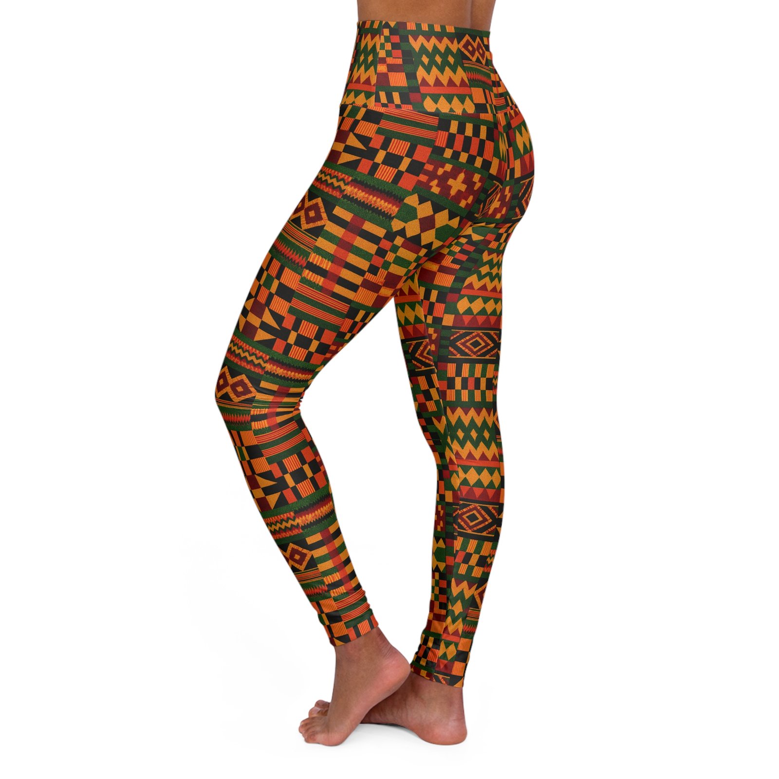 African Kente Pattern Leggings High Waisted Yoga Leggings - Image 3