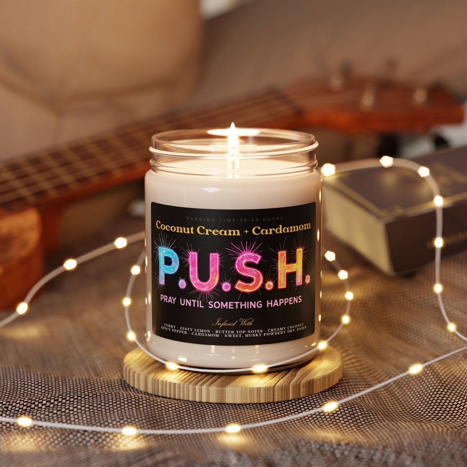 P.U.S.H. Coconut Cream + Cardamom Harmony Candle, Pray Until Something Happens - Image 3