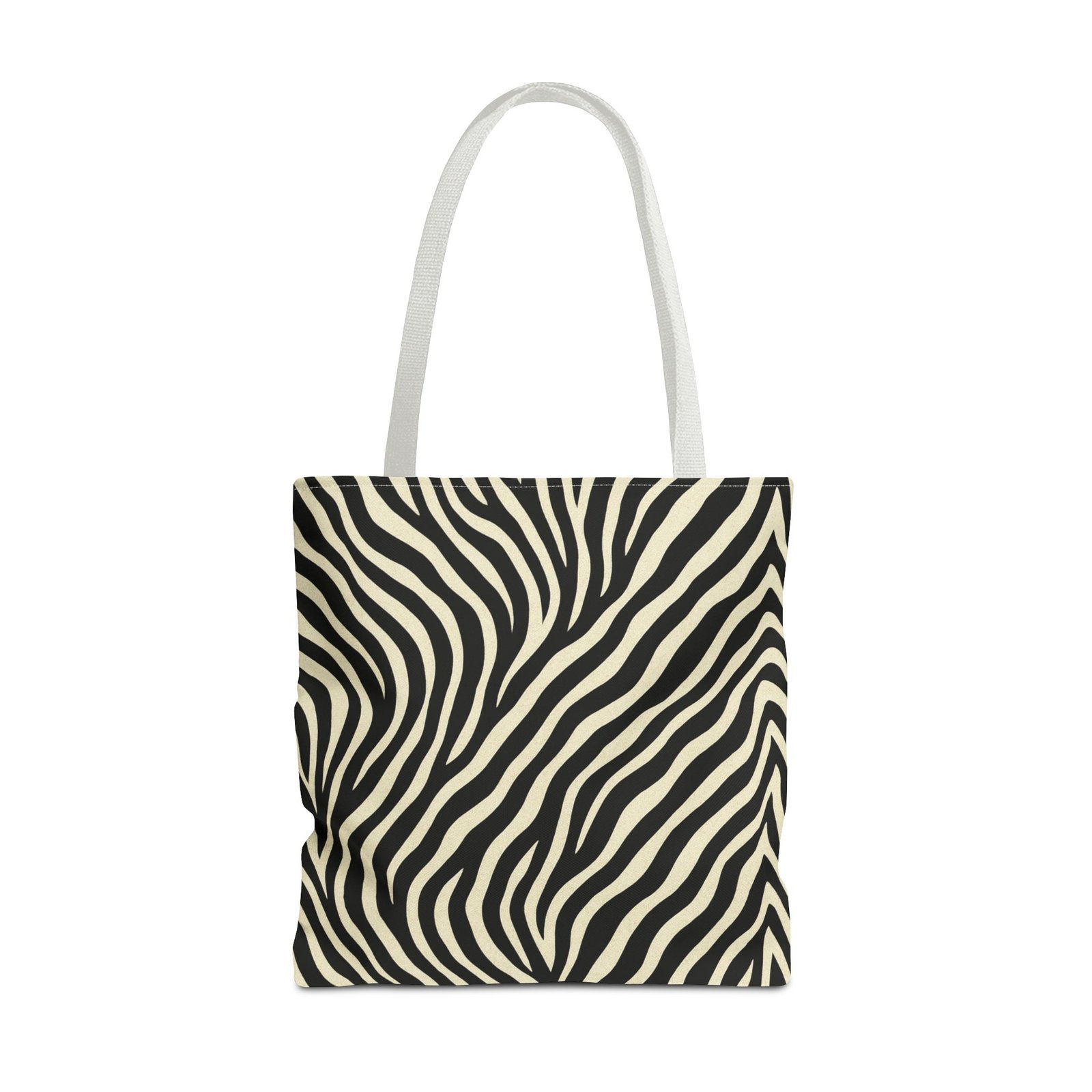 Zebra Stripe Pattern Tote Bag | Animal Print, Black White, All-Over Print - Image 21