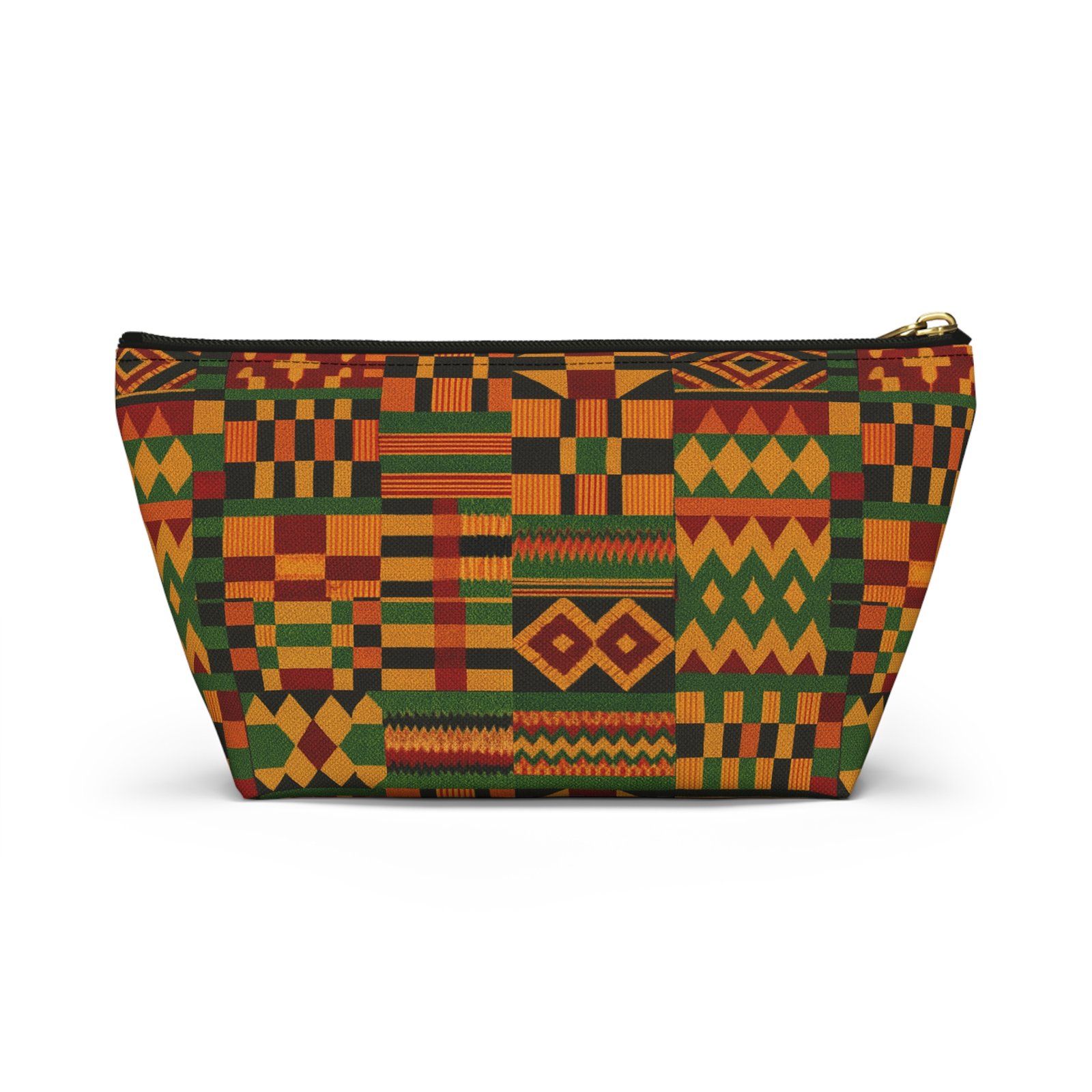 Kente Pattern Accessory Pouch | T-Bottom Makeup Bag, African Print - Image 10