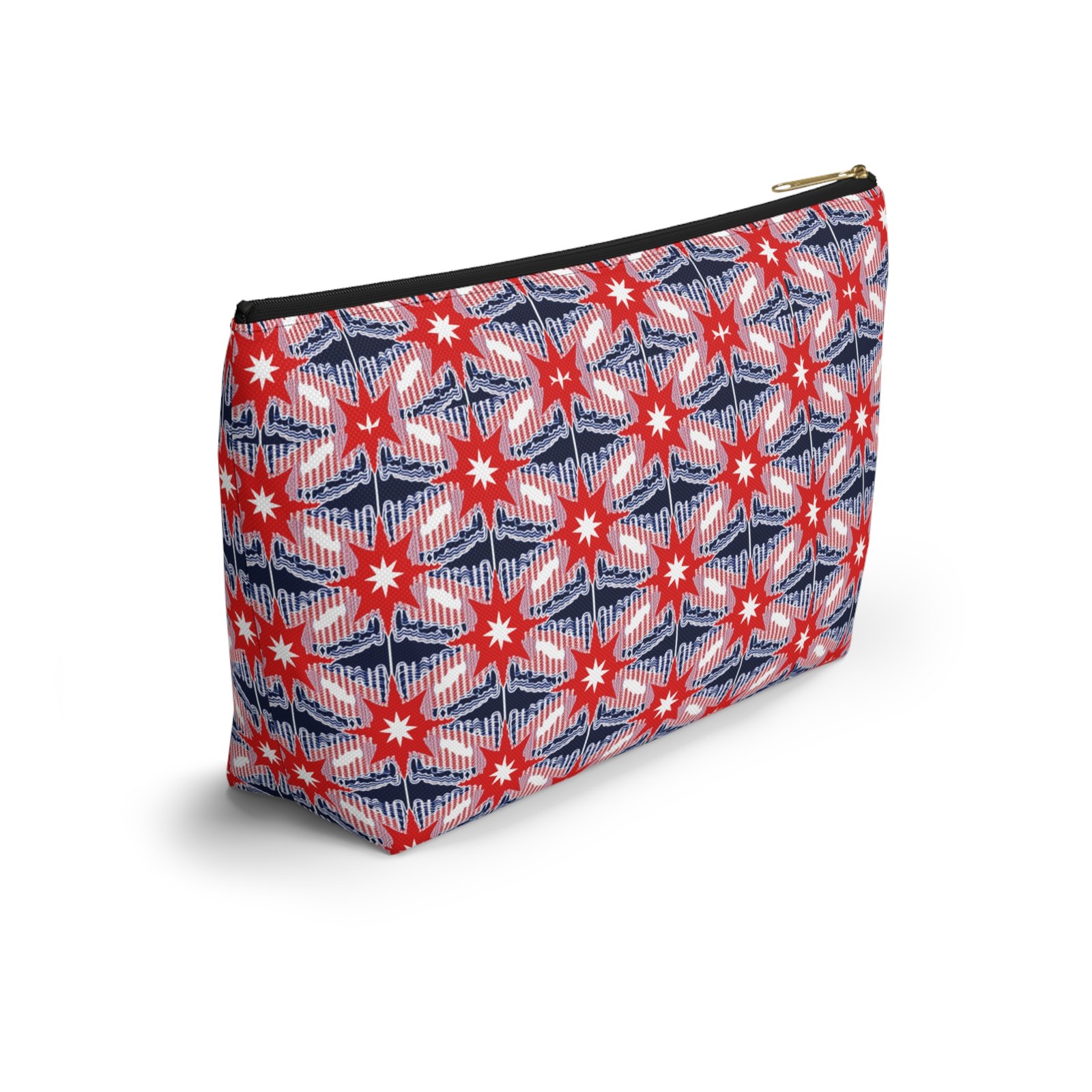 Red Blue Ikat Star Pattern Accessory Pouch - Image 4