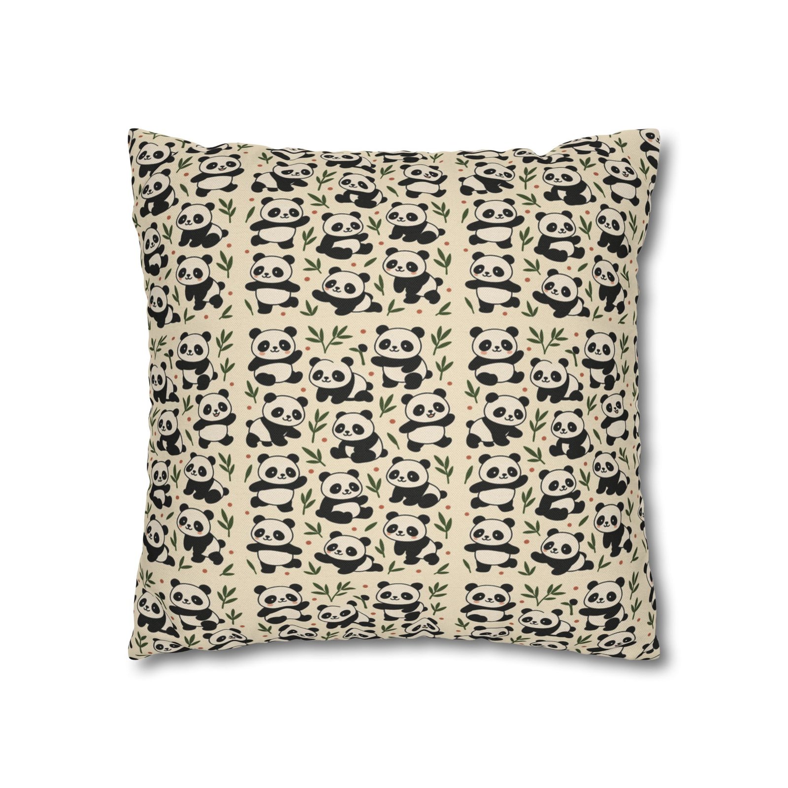 Panda Pattern Pillowcase | Square Spun Polyester Decorative Pillow - Image 9