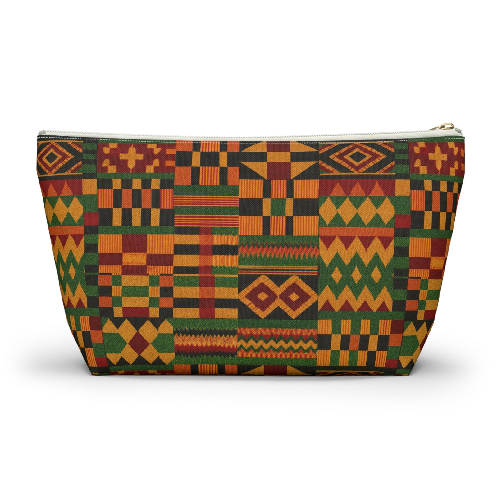Kente Pattern Accessory Pouch | T-Bottom Makeup Bag, African Print - Image 6
