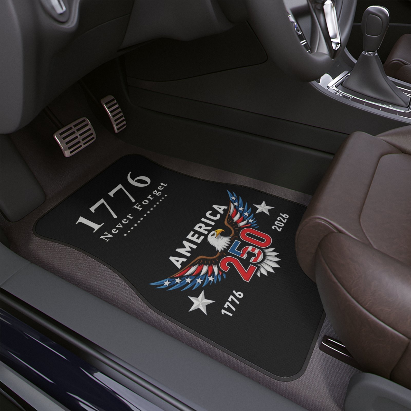 Patriotic Car Floor Mat, 1776 Never Forget, America 250, Vehicle Accessories, Car Decor, Gift for Patriotism