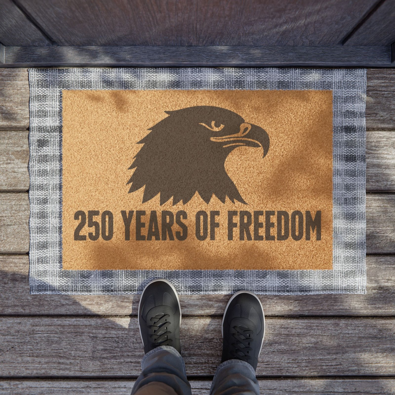 250 Years of Freedom Welcome Mat, America 250 Semiquincentennial Door Mat, Patriotic Red White and Blue Front Porch Décor