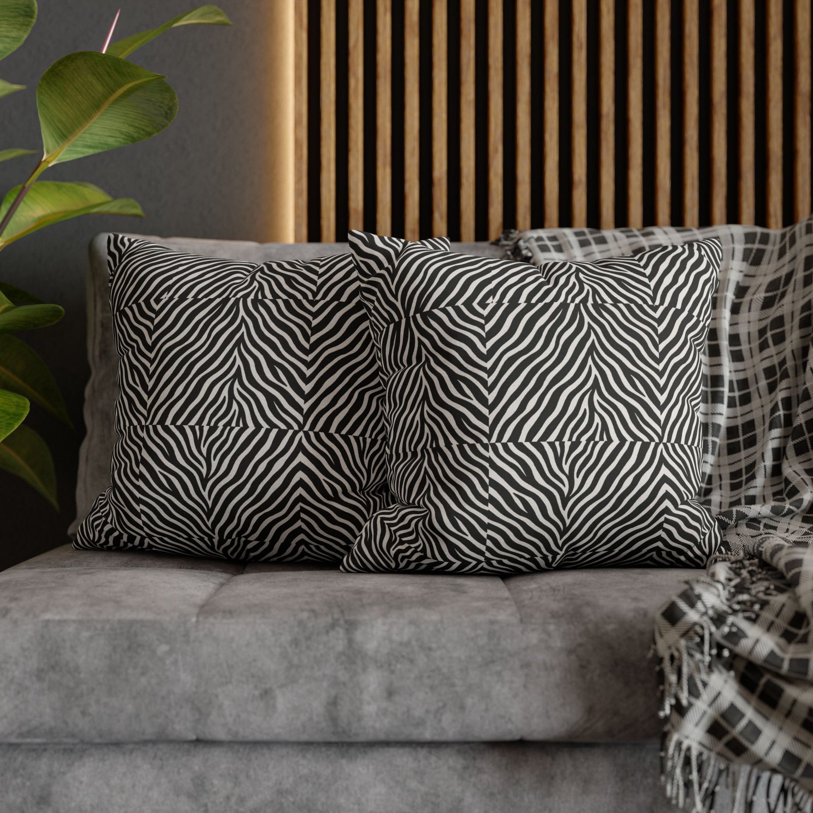 Black White Zebra Stripe Pillowcase | Animal Print Square Pillowcase - Image 24