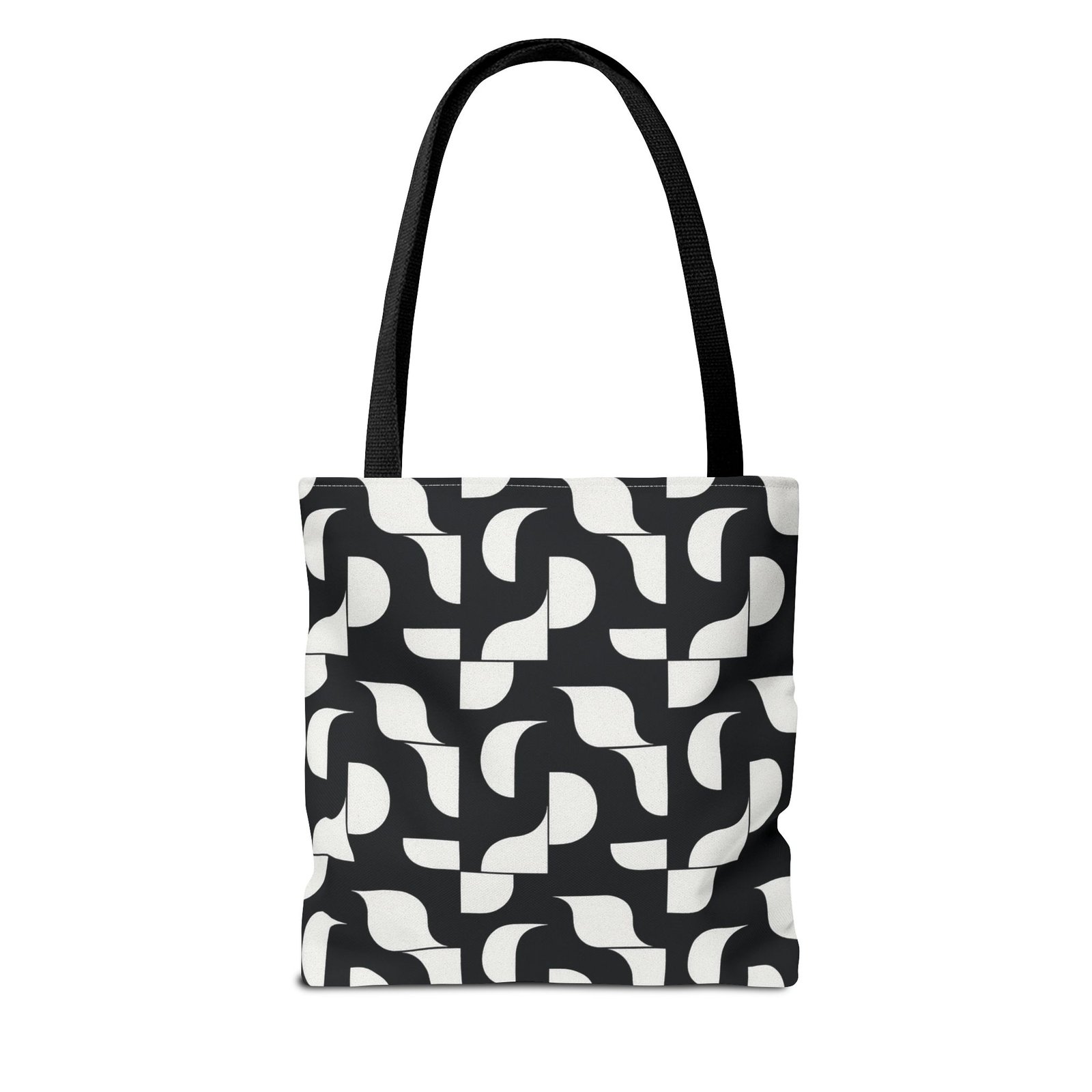 Monochrome Geometric Tote Bag, Black and White Patterned Shopping Bag, Stylish Shoulder Bag, Reusable Grocery Tote, Eco-Friendly Carryall, - Image 2