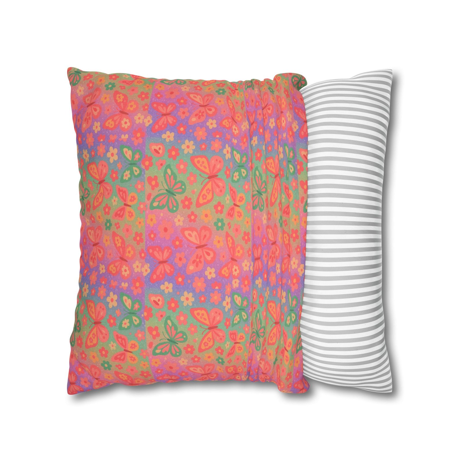 Watercolor Floral Pattern Spun Polyester Pillowcase | Square Decorative Pillow - Image 14